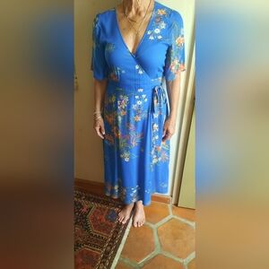 Midi Wrap Dress - Blue floral